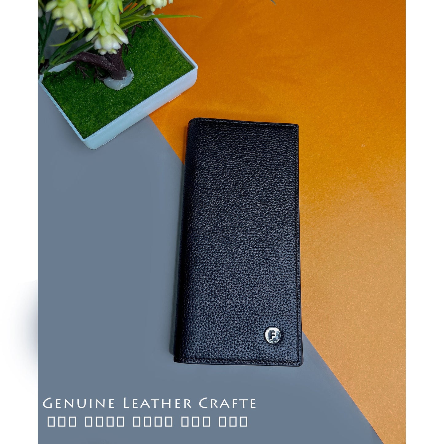 Genuine Long Leather Billfold Wallet For Cash & Cards