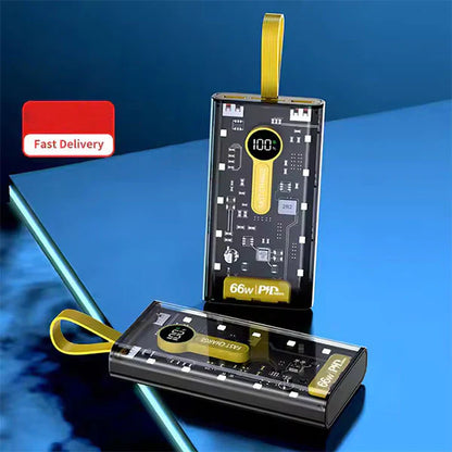 20,000 mAh Power Bank.(66W Transparent high capacity PD20W) Super Fast Charging.