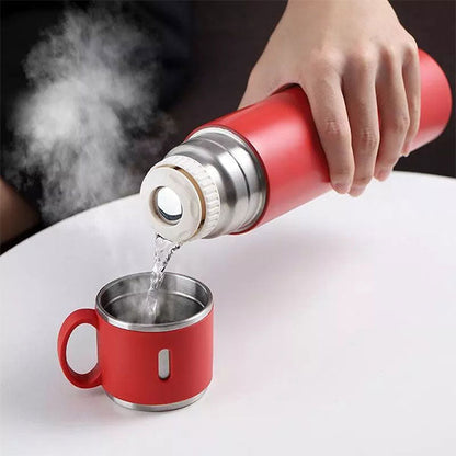 Stainless Steel Vacuum Flask Hot & Cold Thermos Bottle Set
