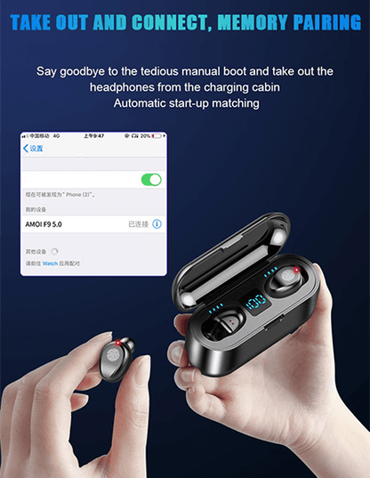 Mini Wireless Earbuds(F9 With 2000mAh Charging Case)