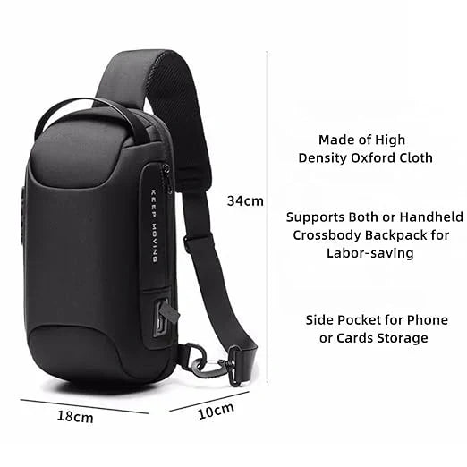 Men New Crossbody Anti-theft Lock Shoulder Waterproof Short Trip Chest Bag