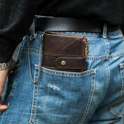 Kingdushi Zipper Imported Leather Wallet
