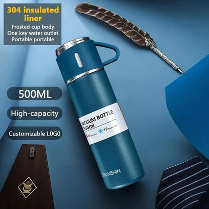 Stainless Steel Vacuum Flask Hot & Cold Thermos Bottle Set