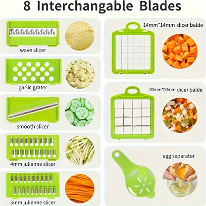 16-In-1 Vegetable Dicer & Chopper with Container | Multifunctional Manual Vegetable Slicer Cutter with Drain Basket