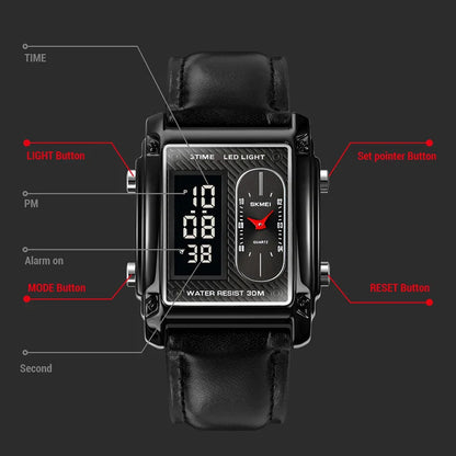 Men's SKMEl 8681 Casual Three Time (Digital Analog Luxury Watch)