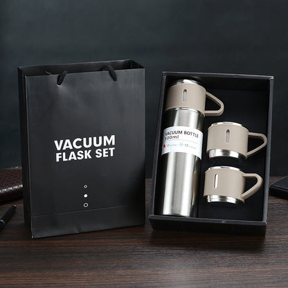 Stainless Steel Vacuum Flask Hot & Cold Thermos Bottle Set