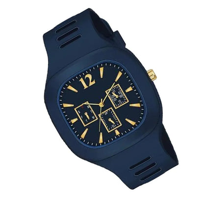 Men Analog Watch Black Silicone Strap Multicolor Dial – Modern Style & Premium Comfort
