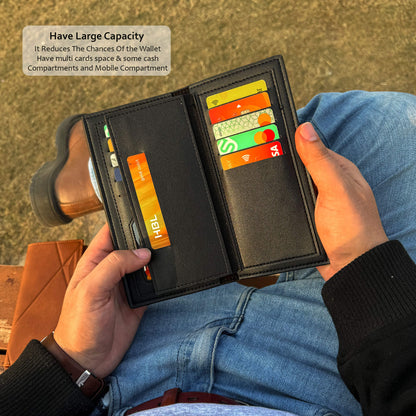 New Imported Long Leather Trifold Wallet For Cash & Cards