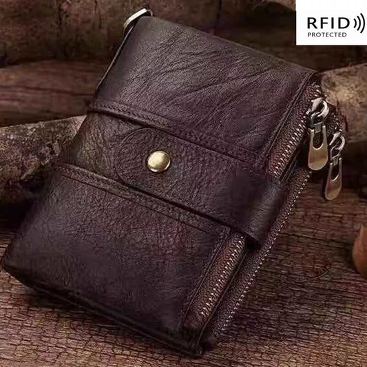 Kingdushi Zipper Imported Leather Wallet