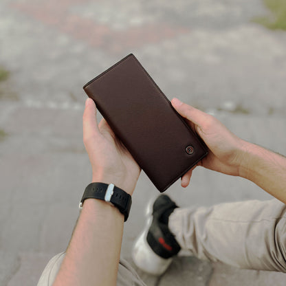 Genuine Long  Leather Billfold Wallet For Cash & Cards