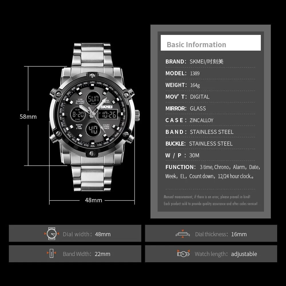 Original Skimi Branded Dual Time Multifunctional Watch